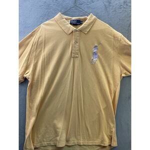 Vintage 90's Polo Ralph Lauren Men's 2XL Yellow with Large Black Big pony